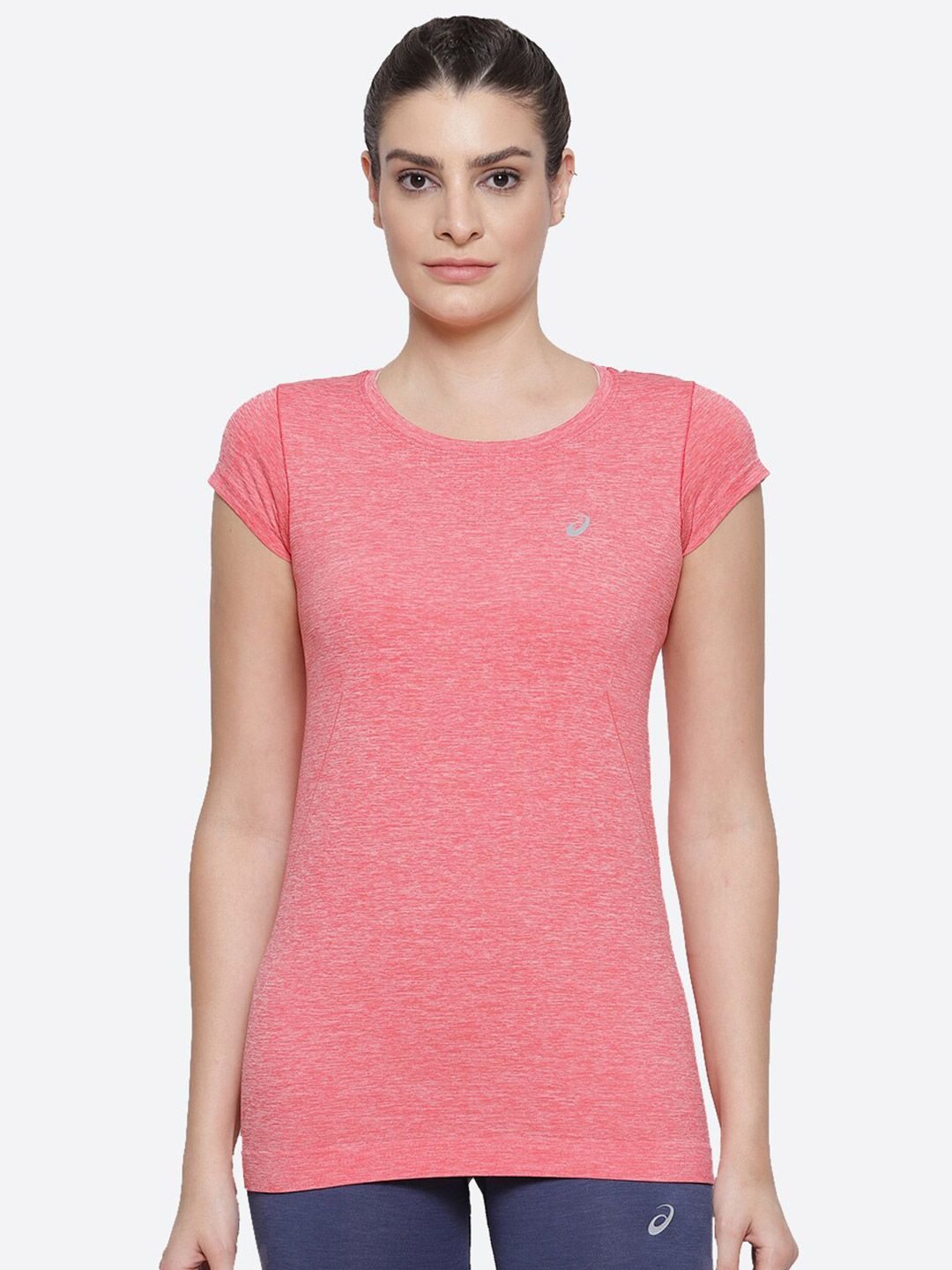 ASICS Women Peach-Coloured Running T-shirt RACE SEAMLESS SS Price in India