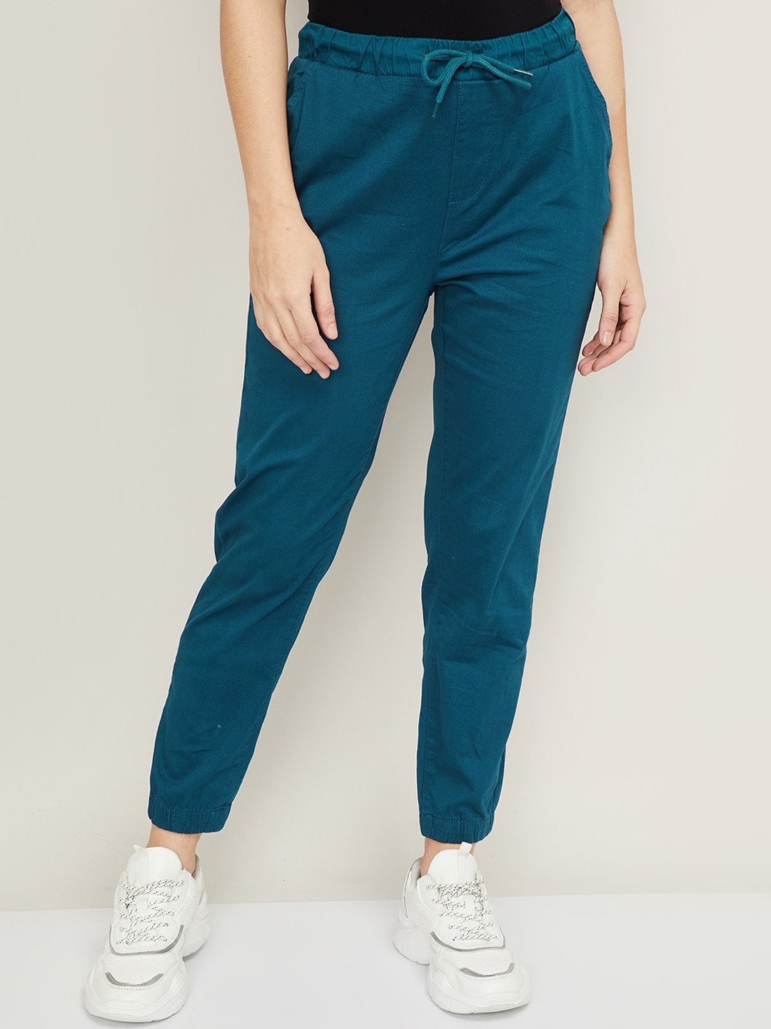 Bossini Women Teal Blue Cotton Joggers Price in India