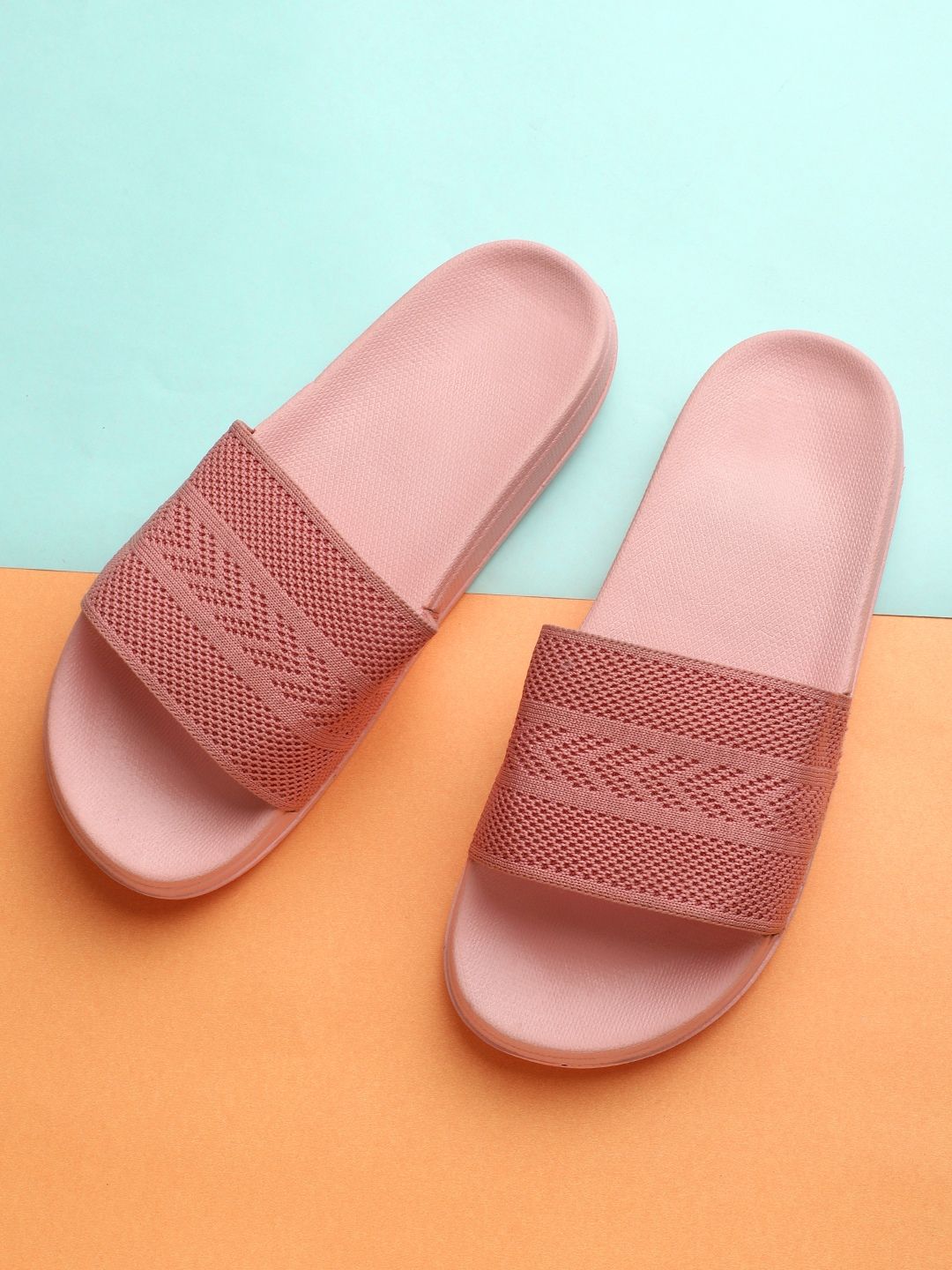 Pampy Angel Women Pink Textured Sliders Price in India