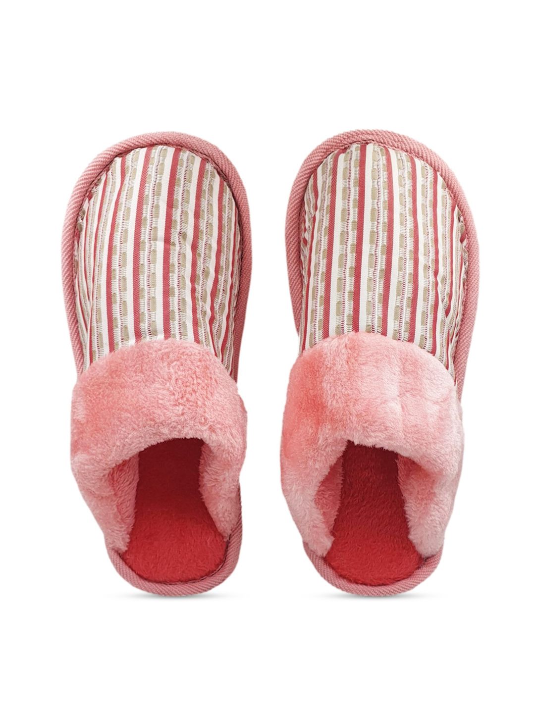 Pampy Angel Women Pink Self Design Warm Fur Sliders Price in India