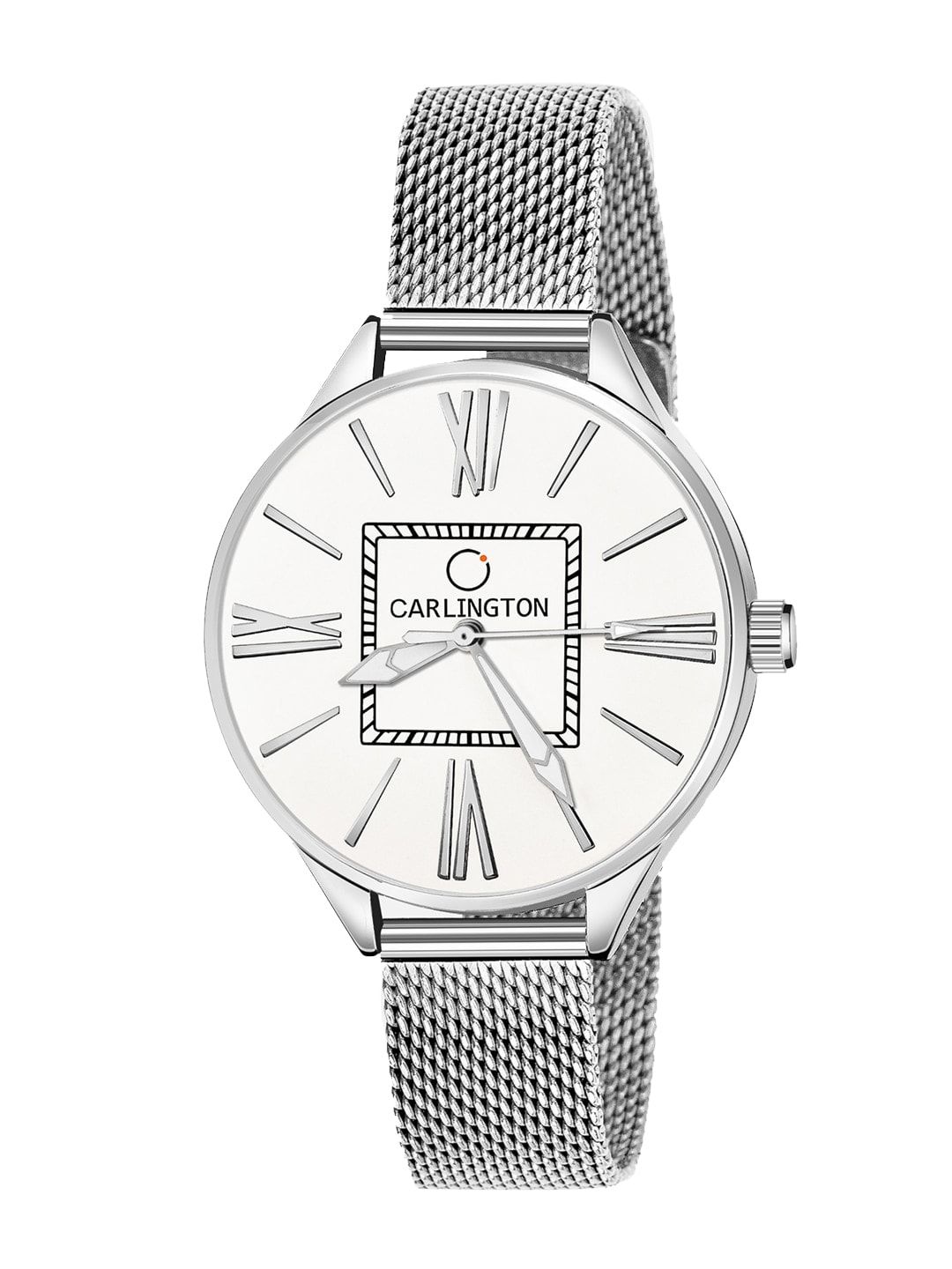 CARLINGTON Women White Dial & Silver Toned Straps Analogue Watch Carlington CT2015 Silver Price in India