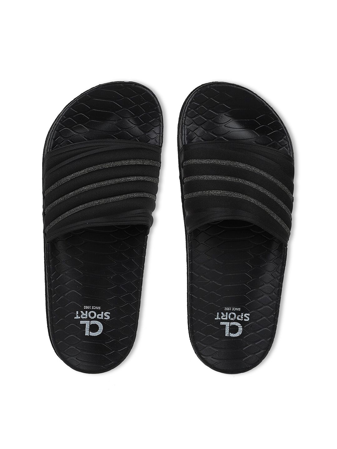 Carlton London sports Women Black & White Sliders Price in India