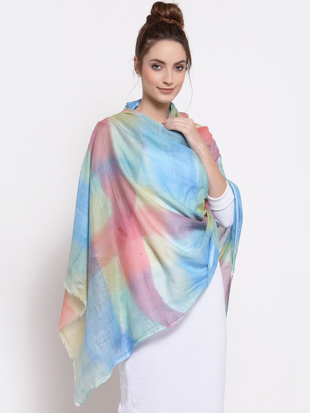 J Style Women Multicoloured Dyed Pure Cotton Stole Price in India