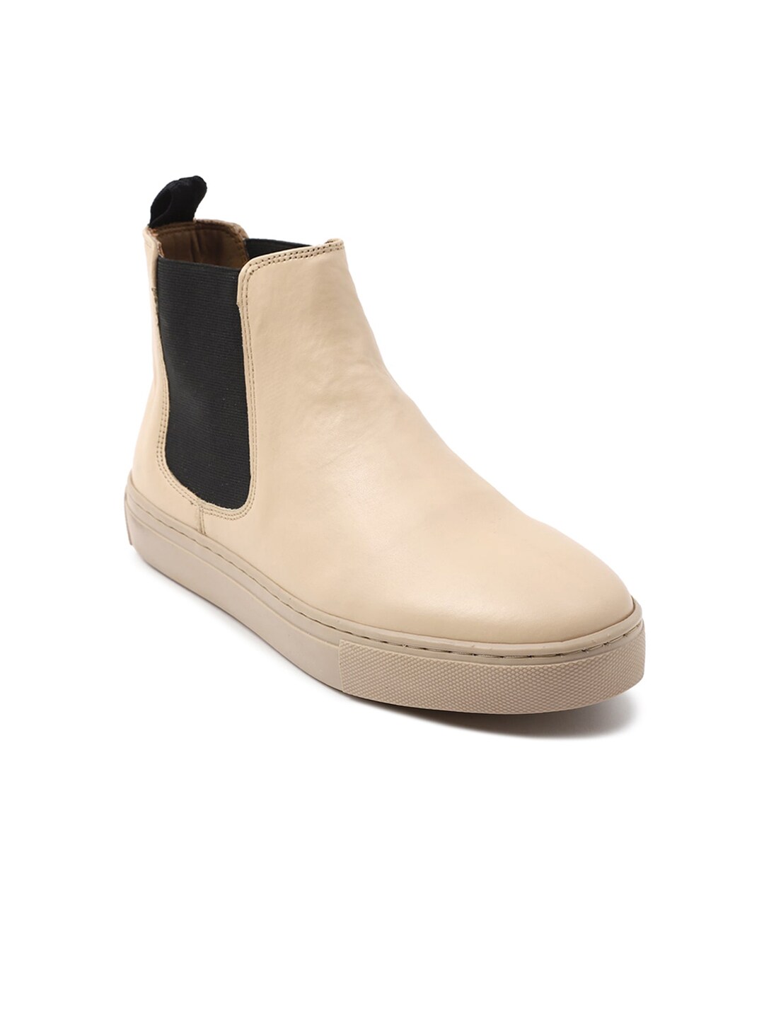 FOREVER 21 Women Beige Textured PU Flat Boots Price in India
