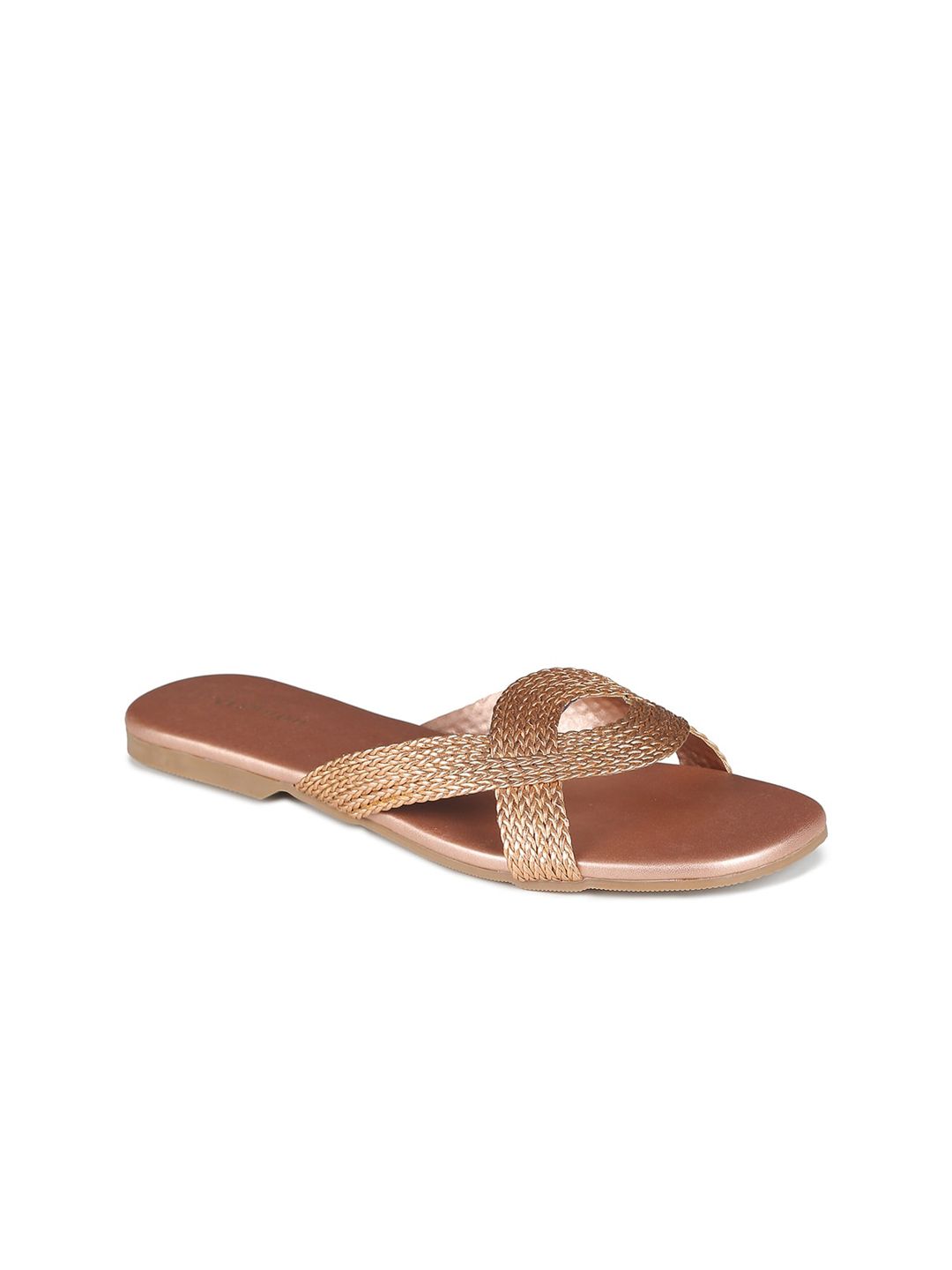 Vishudh Women Champagne Open Toe Flats Price in India