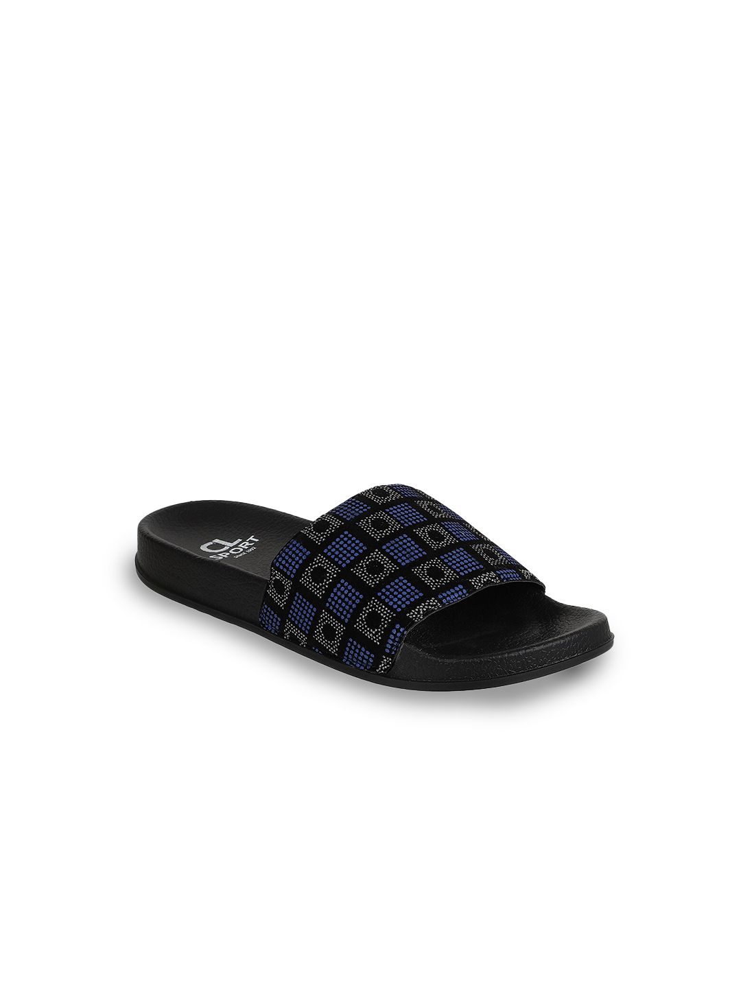 Carlton London sports Women Black & Blue Printed Sliders Price in India