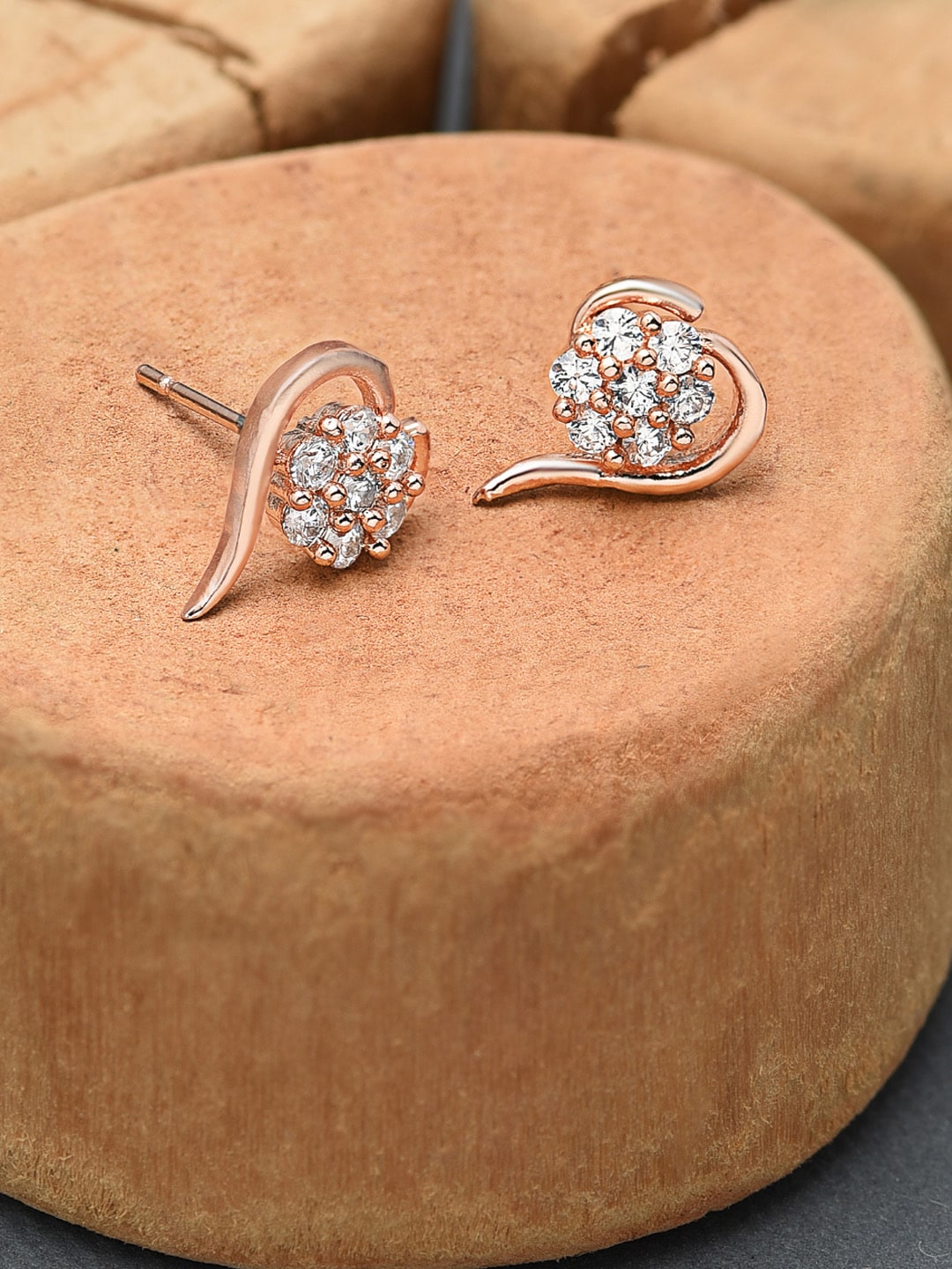 AMI Rose Gold Contemporary Studs Earrings Price in India