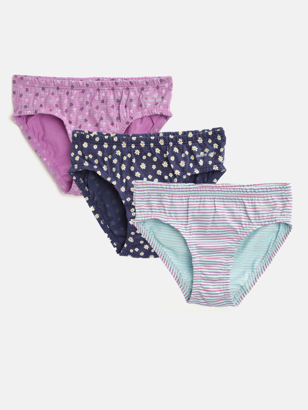 Jockey Girls Pack Of 3 Super Combed Cotton Assorted Basic Briefs SG01-0305