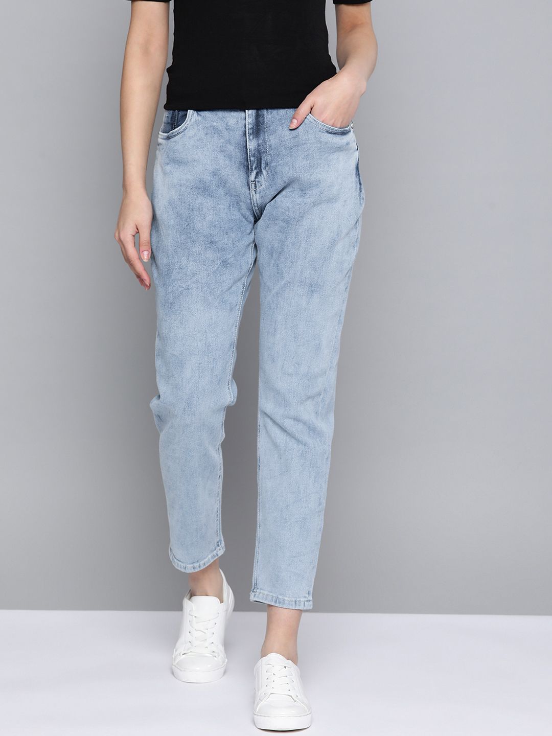 Mast & Harbour Women Blue Boyfriend Fit Stretchable Jeans Price in India
