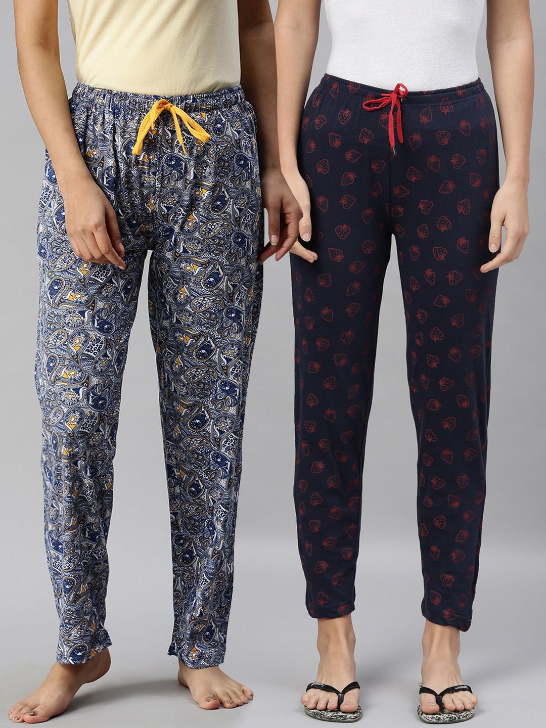 Kryptic Women Pack of 2 Printed Pure Cotton Lounge Pants Price in India