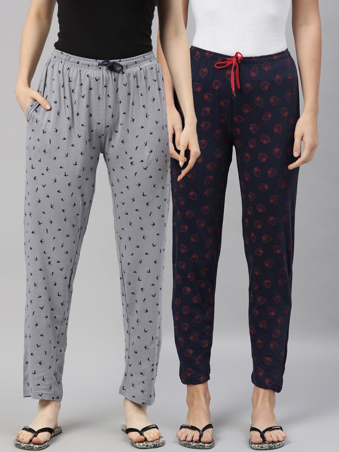 Kryptic Women Pack of 2 Printed Cotton Lounge Pants Price in India