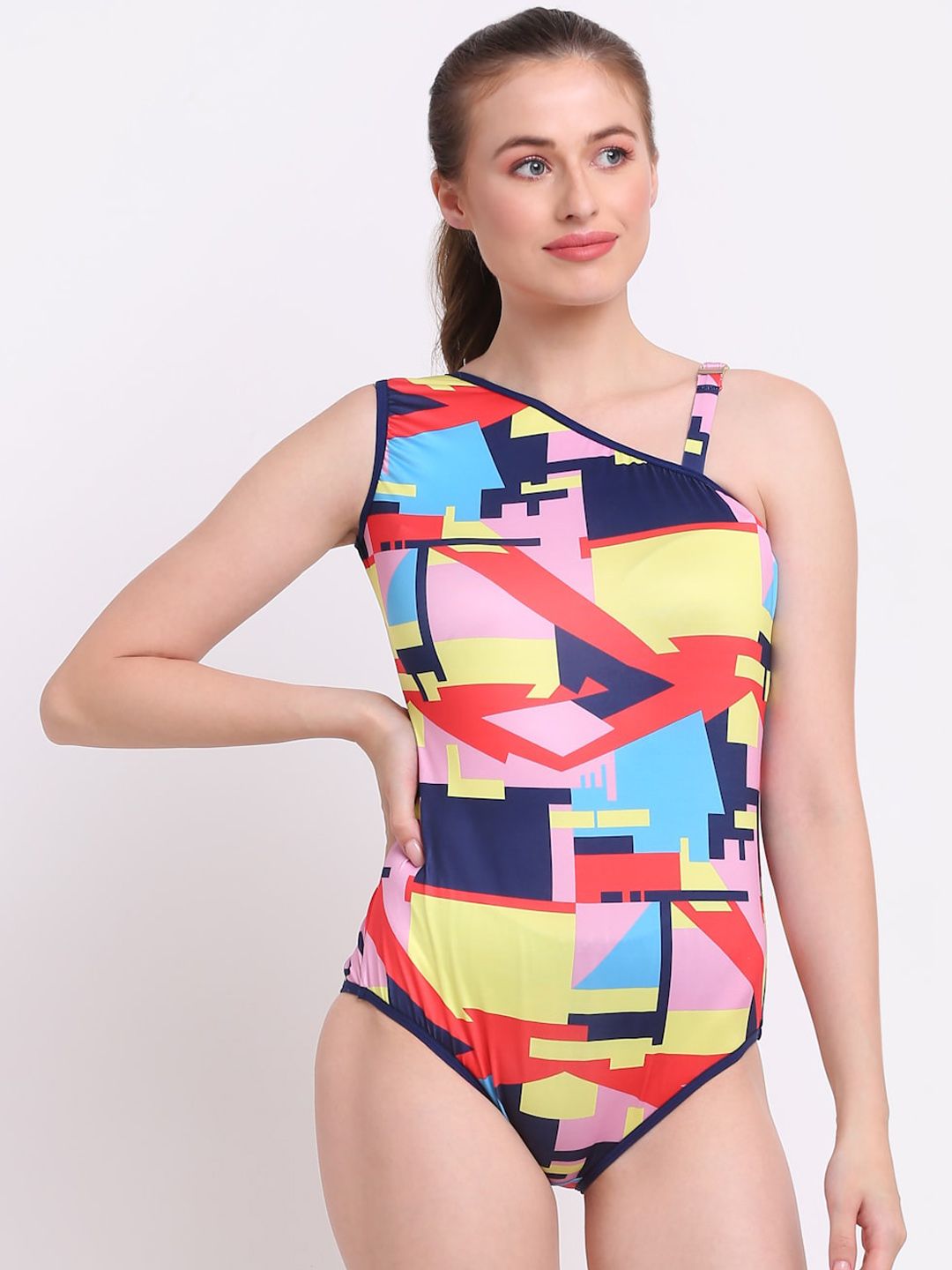 EROTISSCH Women Red & Yellow Printed Swim Bodysuit Price in India