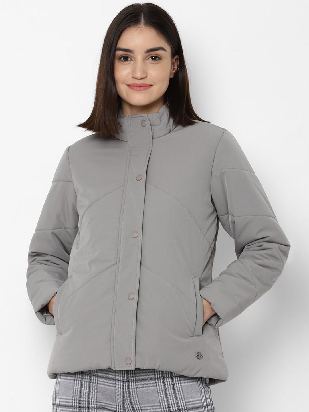 Allen Solly Woman Women Grey Padded Jacket Price in India