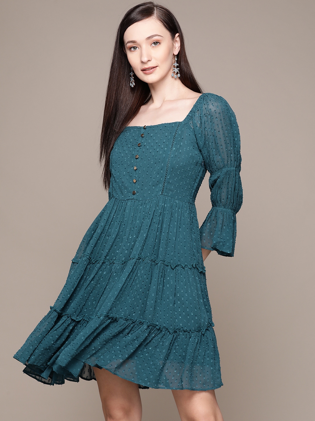 Label Ritu Kumar Blue Georgette Dress Price in India