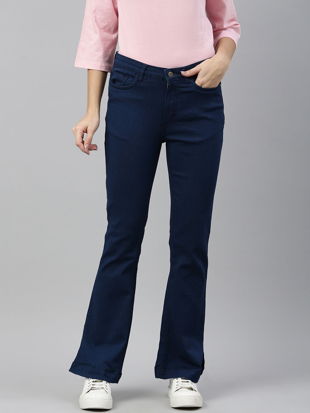 abof Women Navy Blue Slim Fit Stretchable Jeans Price in India