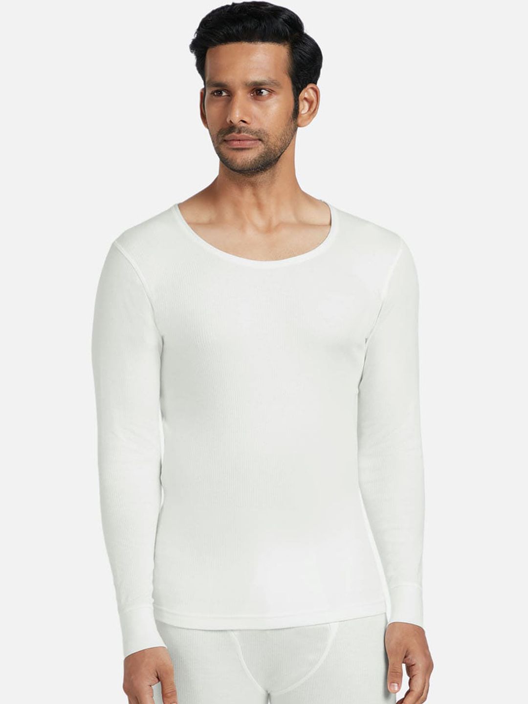 XYXX Men Off White Solid Thermal Vest XYTHETP02
