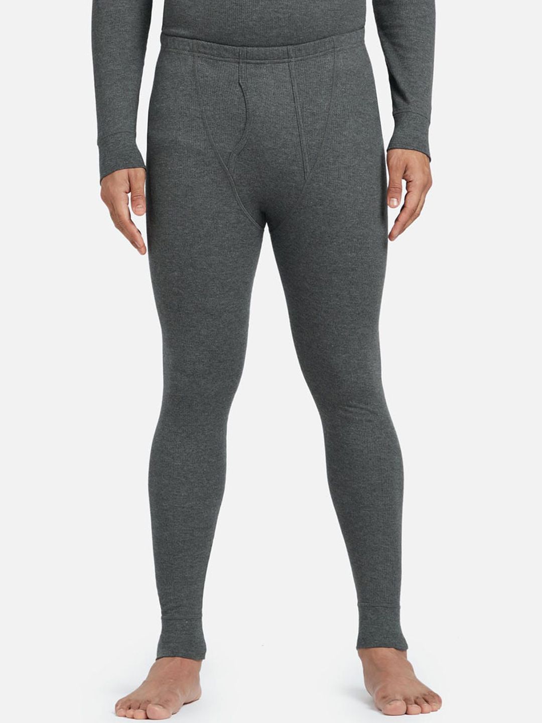 XYXX Men Grey Solid Thermal Bottom