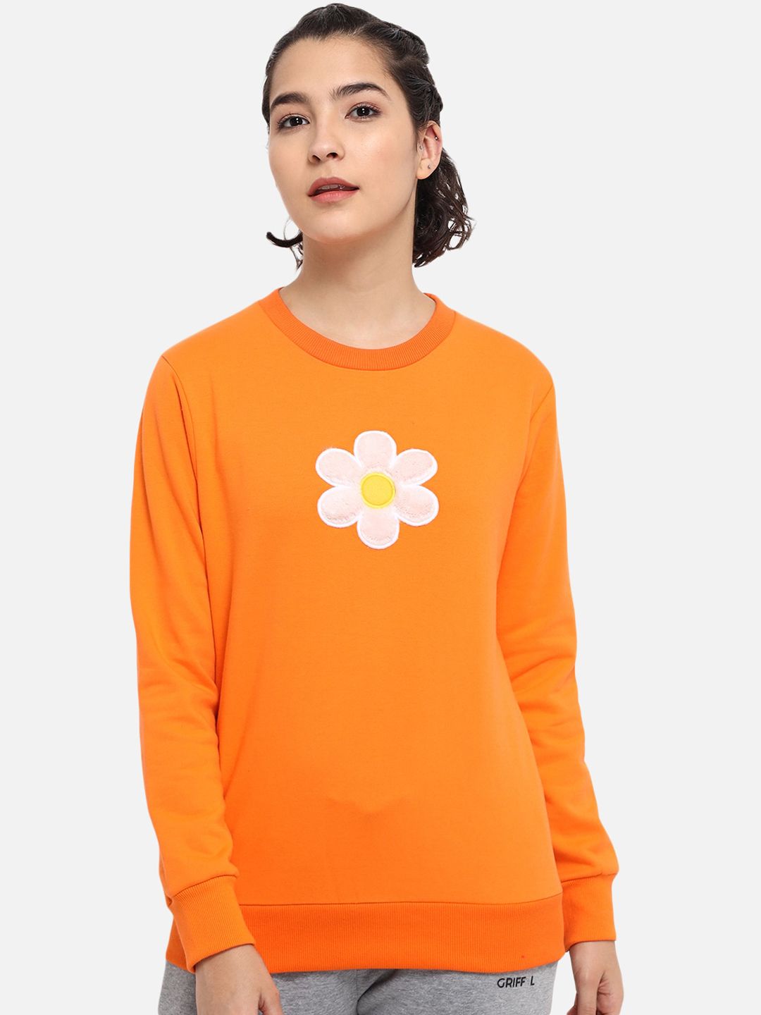 GRIFFEL Women Orange Sweatshirt Price in India