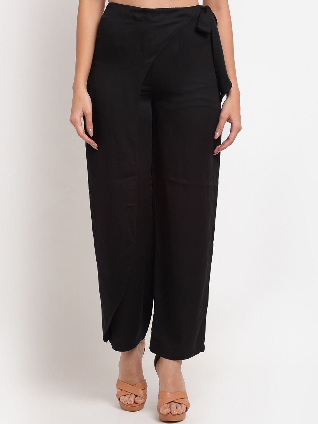 ewoke Women Black Straight Fit Parallel Trousers Price in India