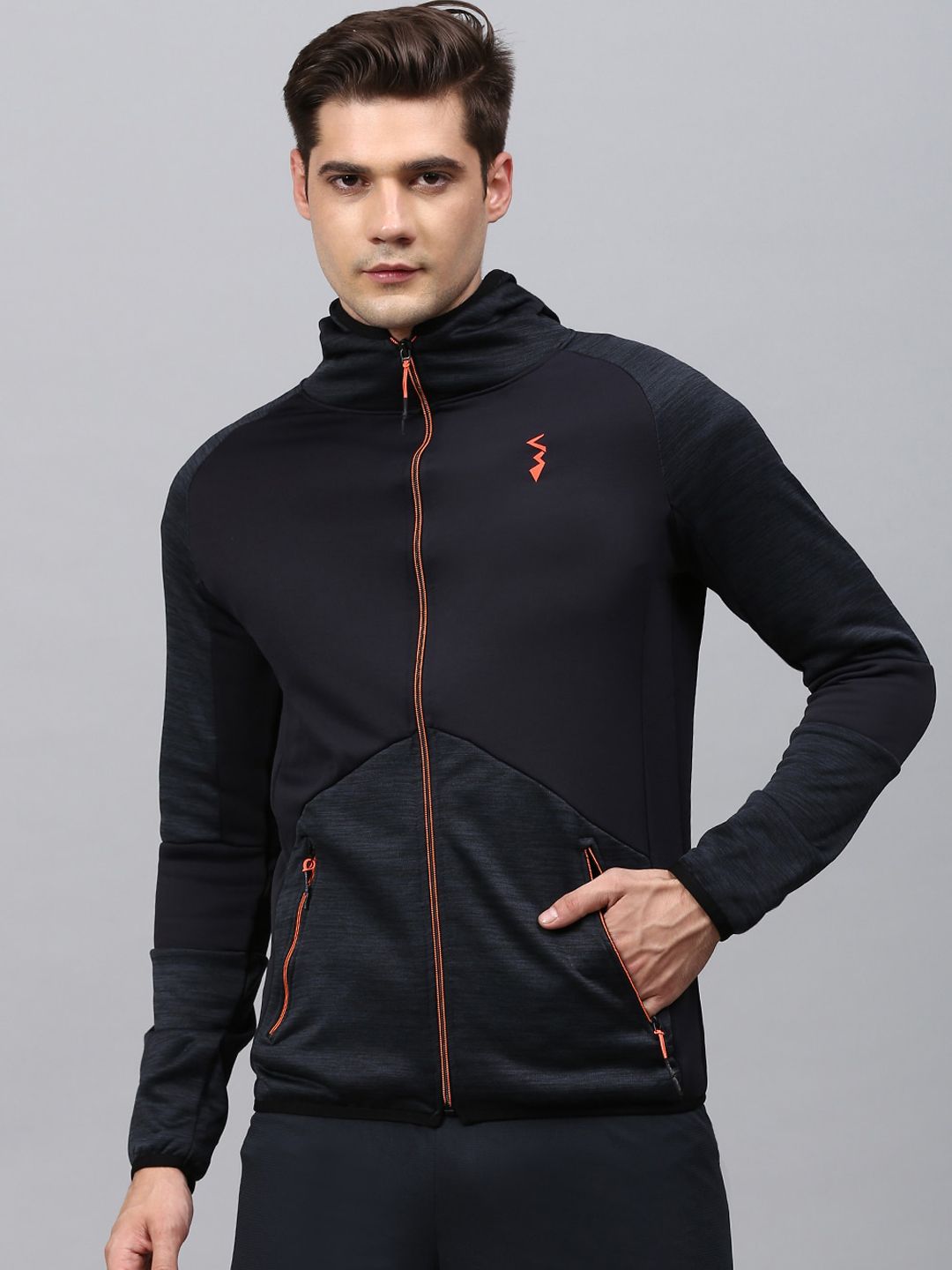 Campus Sutra Men Black Windcheater Outdoor Sporty Jacket