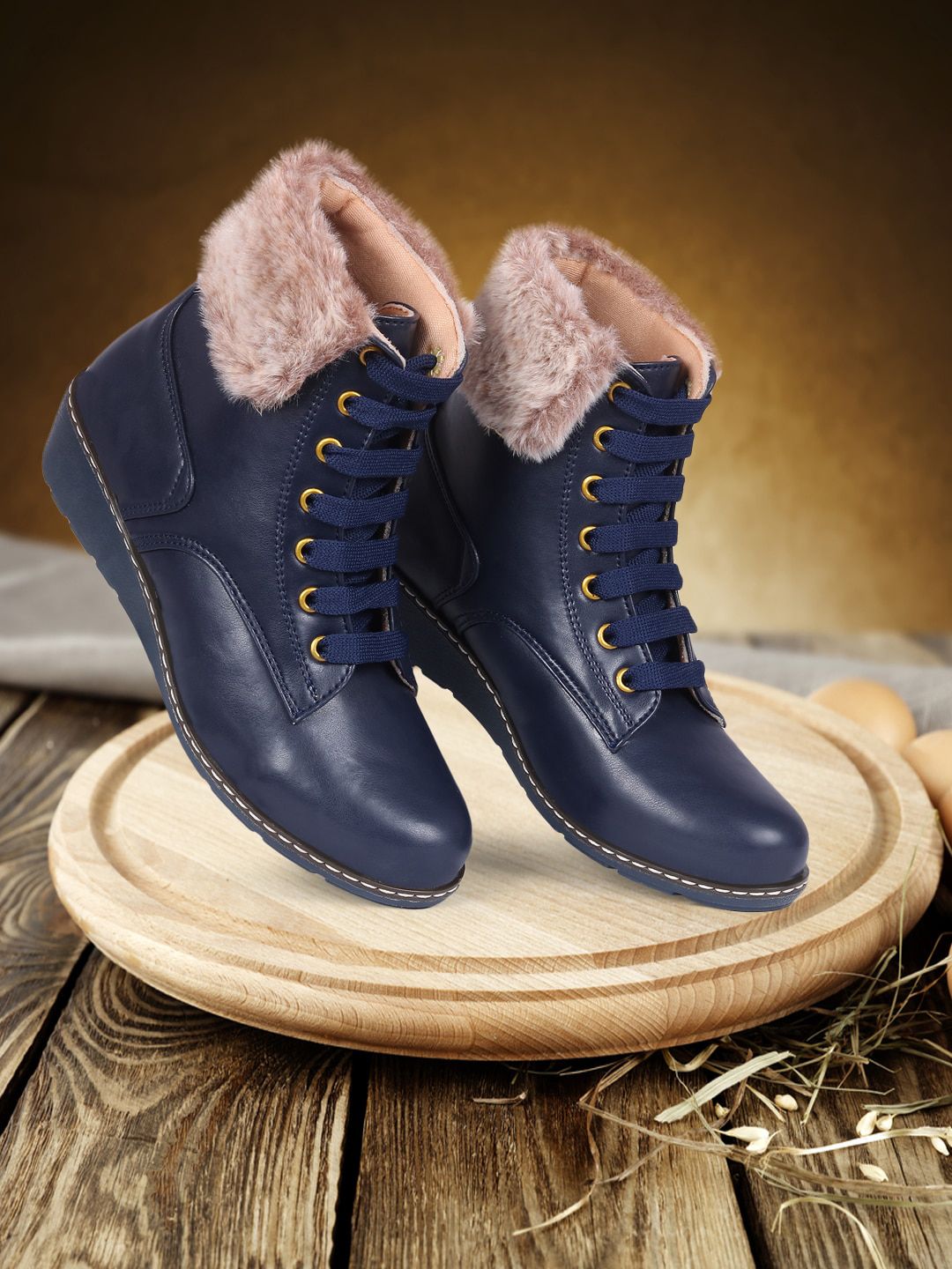 TWIN TOES Women Blue Comfort Heeled Boots Price in India