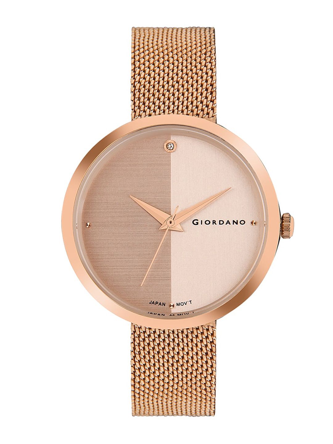 GIORDANO Women Rose Gold-Toned Brass Embellished Dial & Rose Gold Toned Bracelet Style Straps Analogue Watch Price in India
