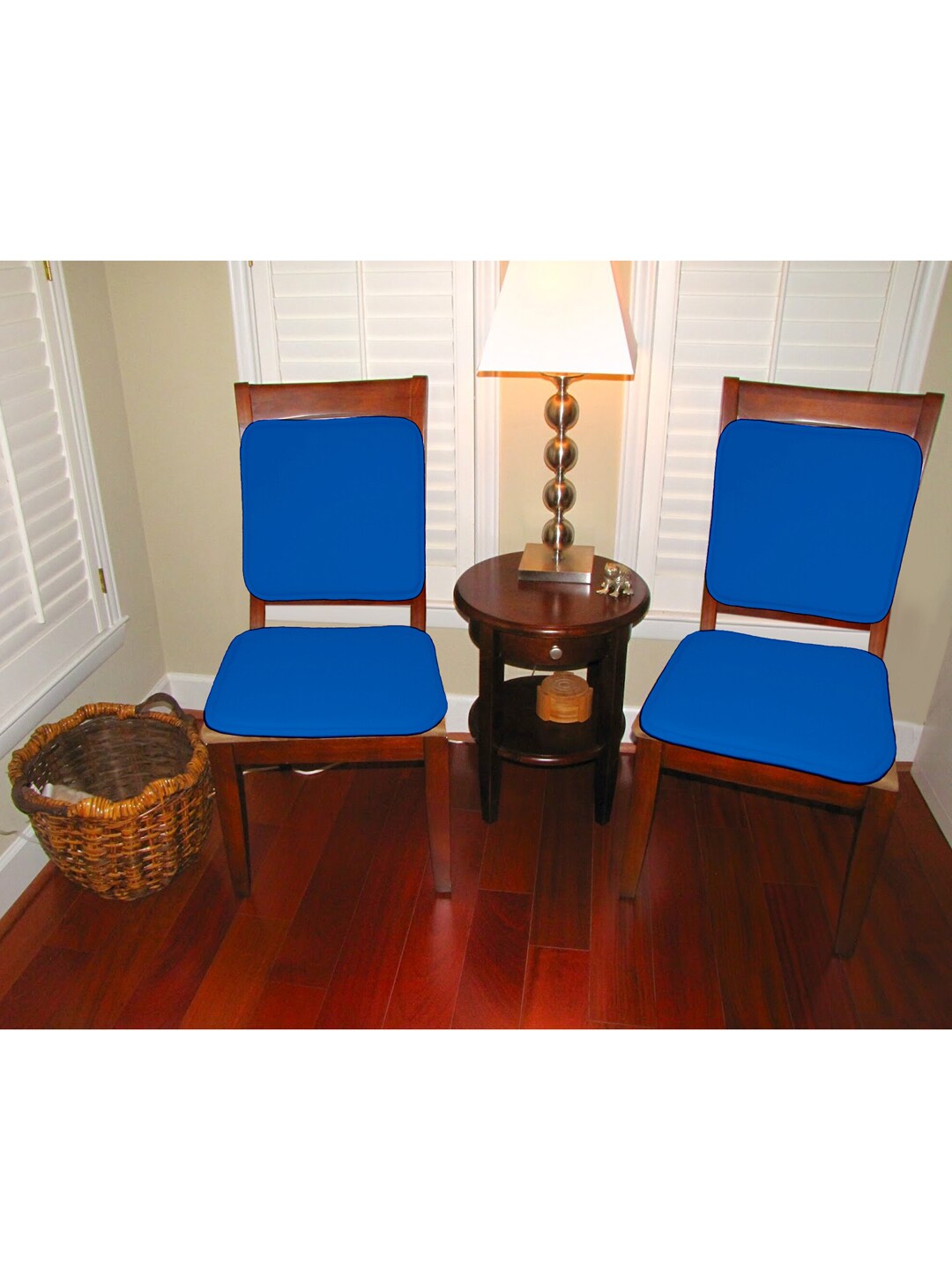 Lushomes Pack Of 4 Blue Solid Cotton Chair Pads Price in India