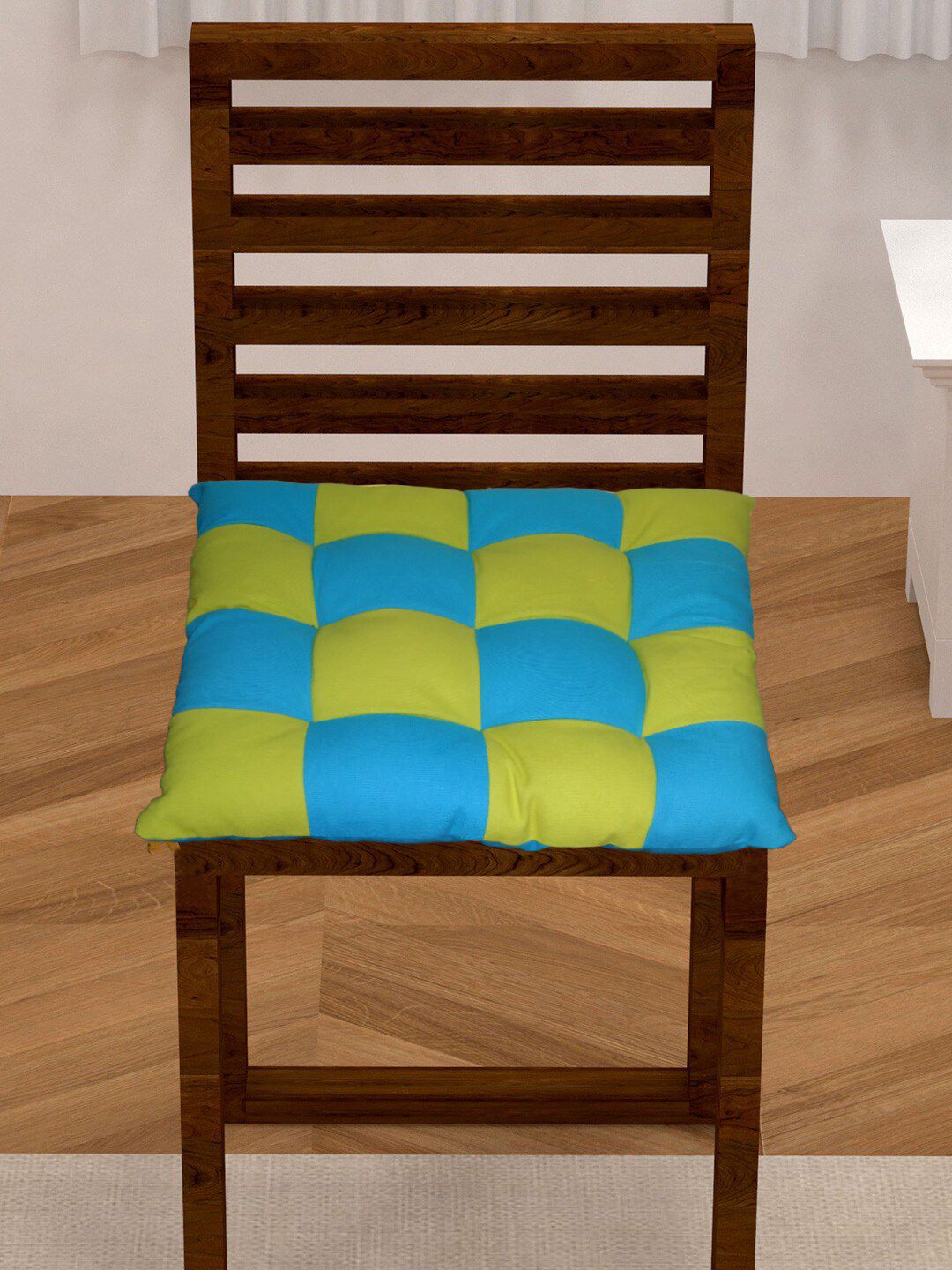 Lushomes Blue & Green Cotton Chair Pads Price in India