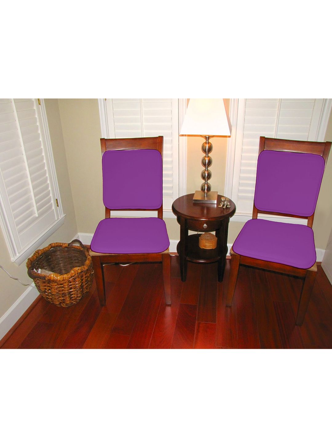 Lushomes Set of 4 Purple Solid Chair Pads Price in India