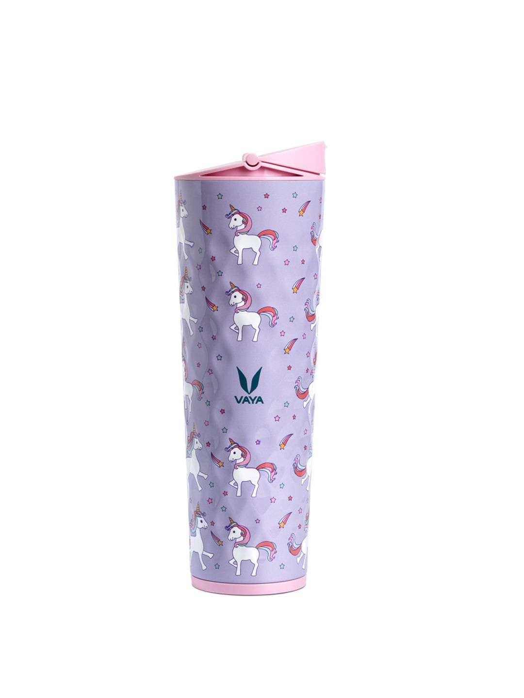 Vaya Pink & Purple Printed Stainless Steel Vacuum Insulated Water Bottle 600 ML Price in India