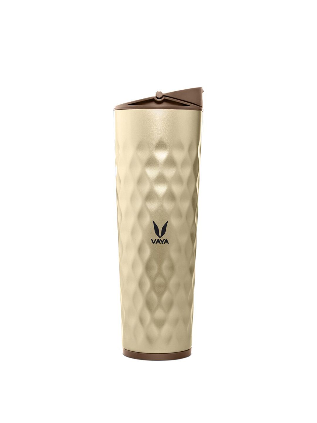 Vaya Gold-Toned & Brown Solid Stainless Steel Vacuum Insulated Bottle 600Ml Price in India
