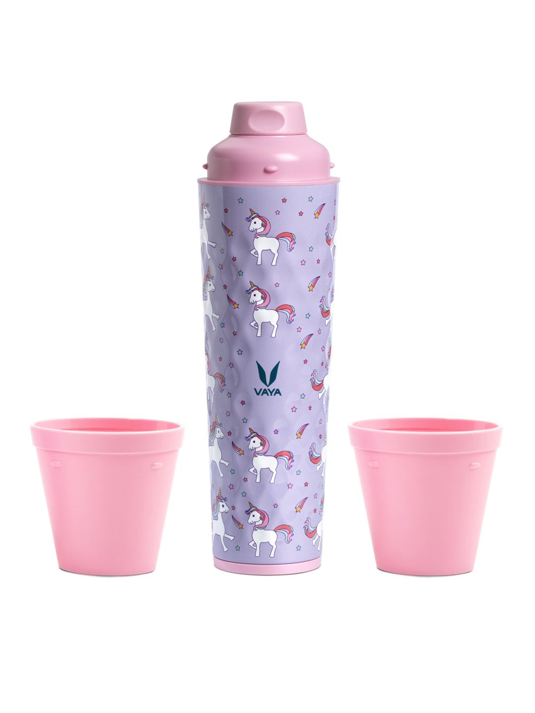 Vaya Lavender & Pink Printed Stainless Steel Water Bottle Price in India