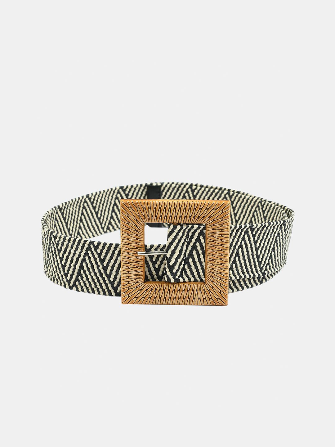 Kastner Women Black & White Geometric Woven Designed Waist Belt Price in India
