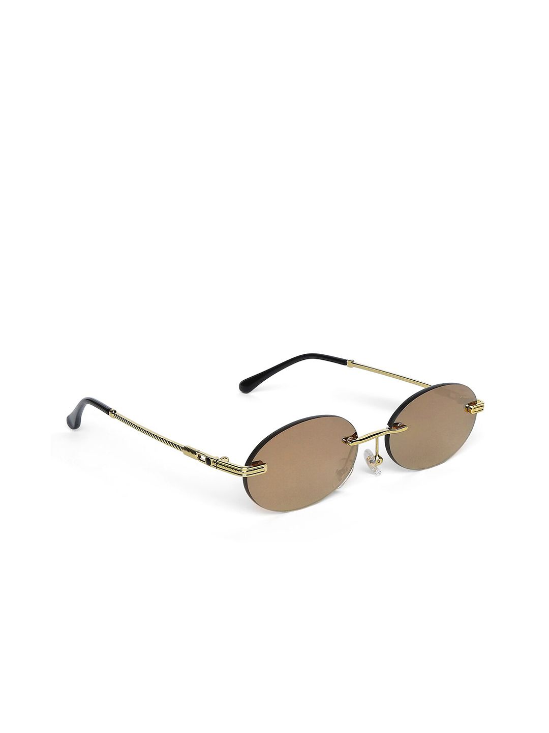 20Dresses Women Brown Lens & Gold-Toned Oval Sunglasses Price in India