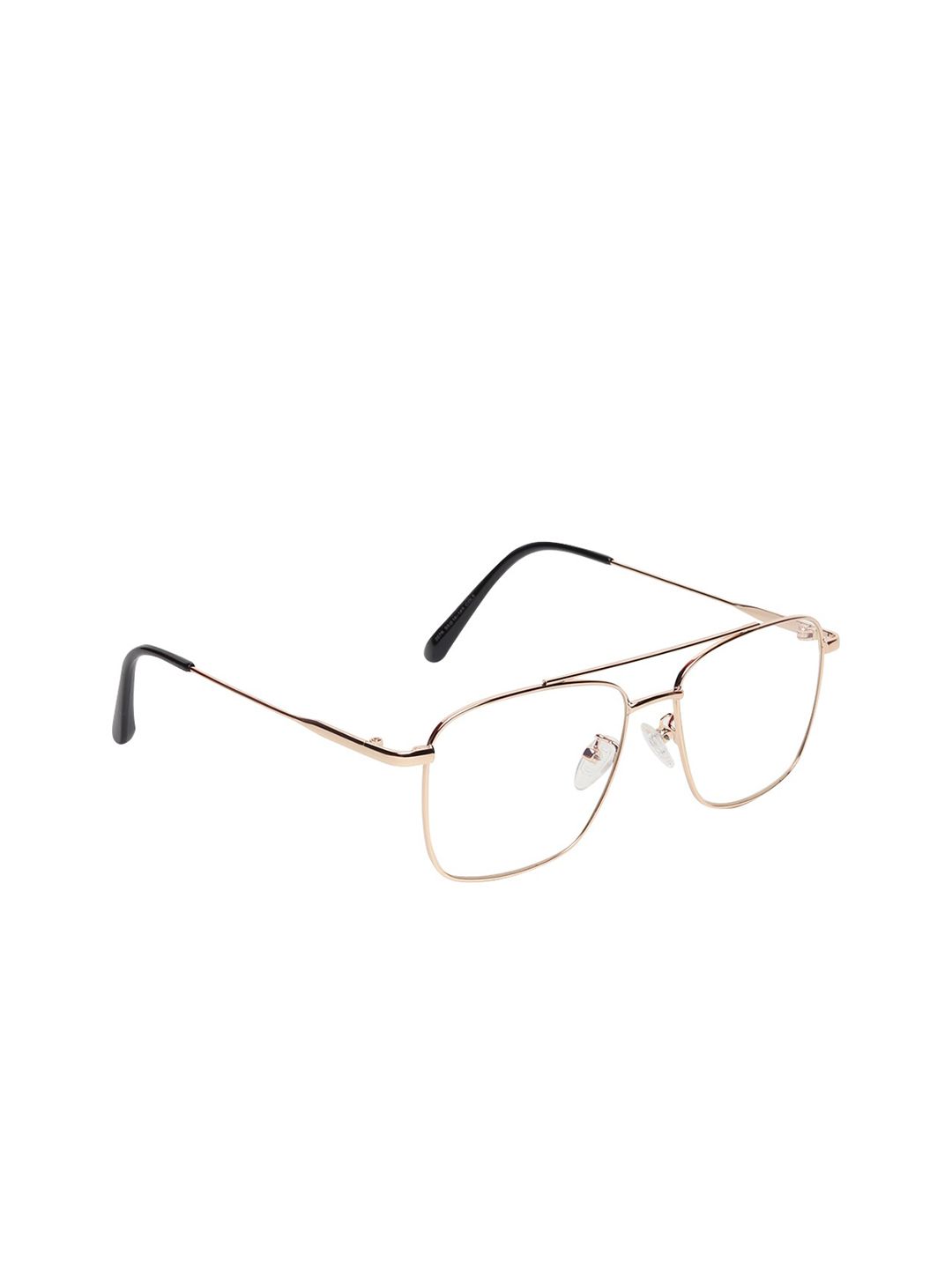 CRIBA Unisex Clear Lens & Gold-Toned Square Sunglasses with UV Protected Lens