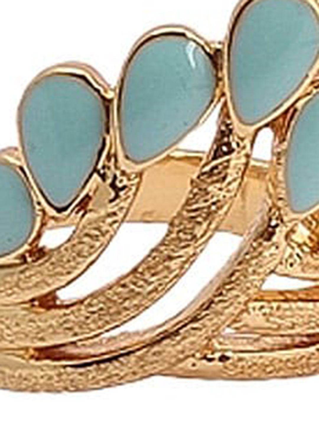 FLYING BERRY Gold-Plated Turquoise Blue Stone-Studded Adjustable Finger Ring Price in India