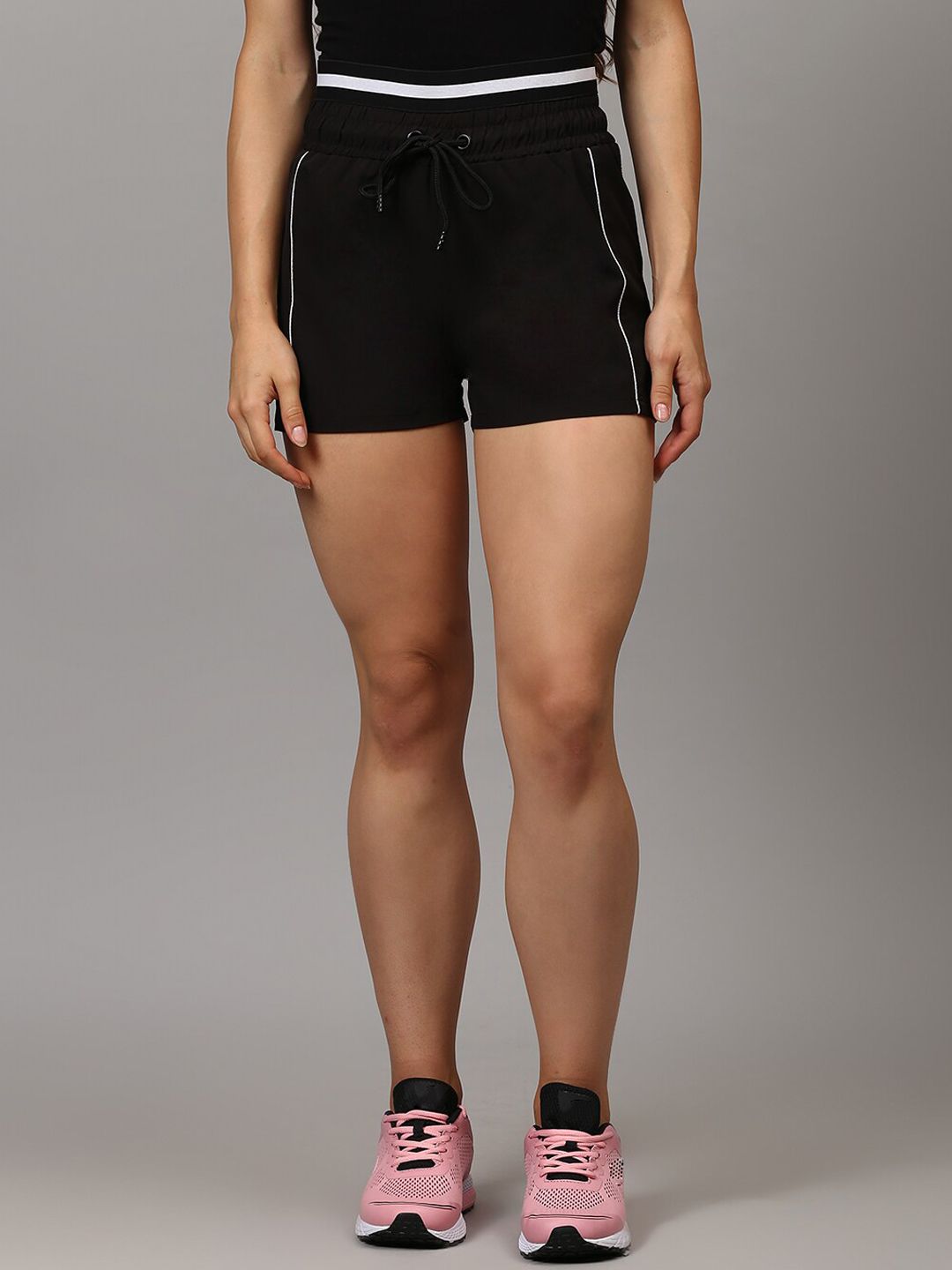 Campus Sutra Women Black Training or Gym Sports Shorts with e-Dry Technology Technology Price in India
