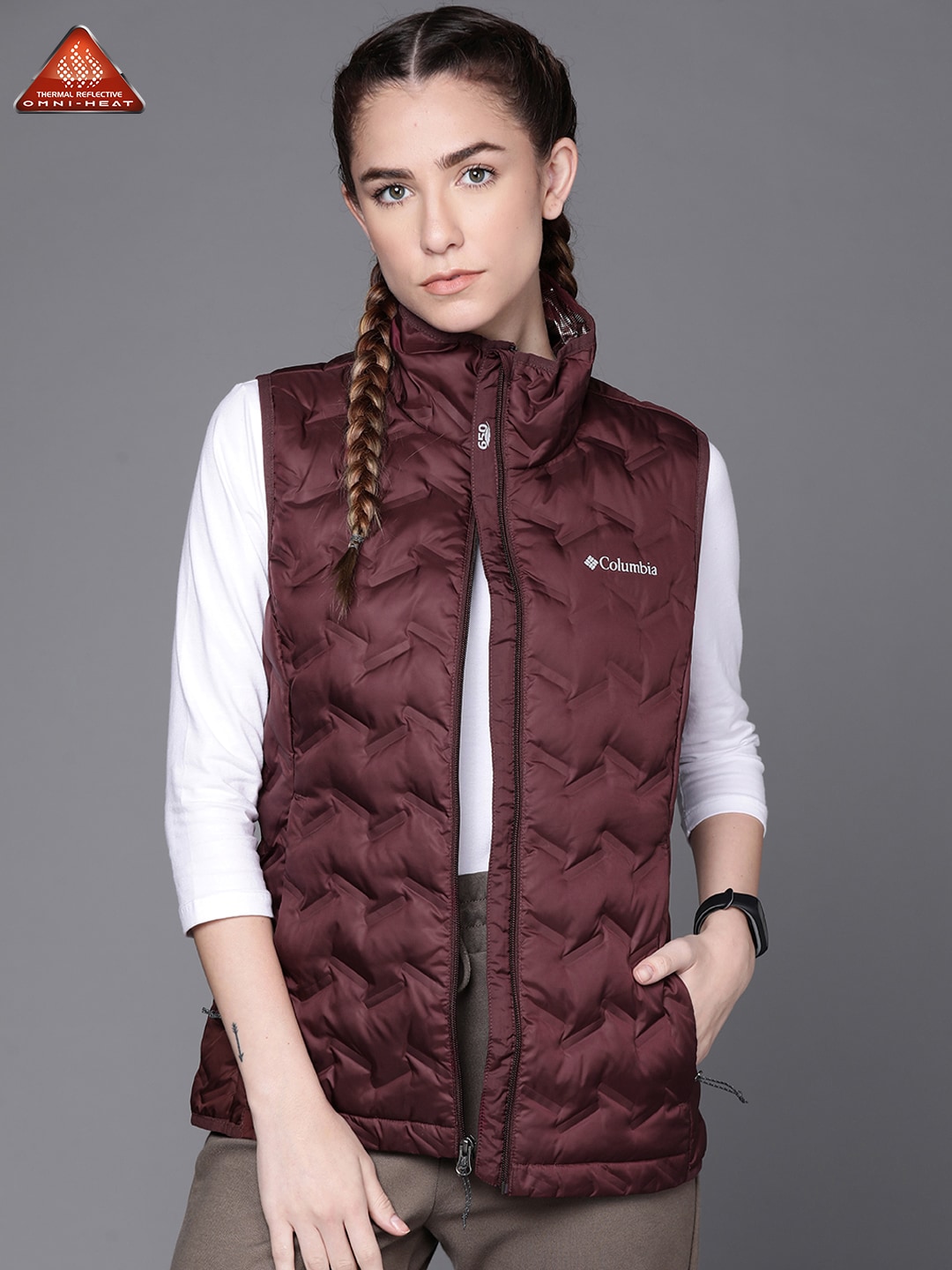 Columbia Women Red Reflective Strip Outdoor Delta Ridge Down  Quilted Jacket Price in India