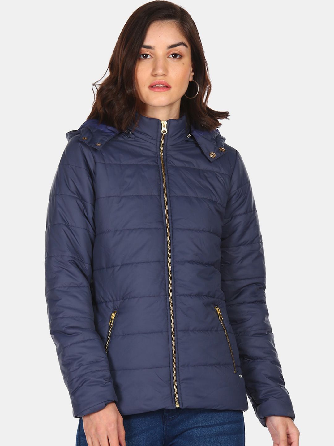 Flying Machine Women Blue Padded Jacket Price in India