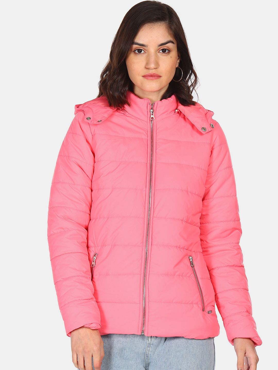 Flying Machine Women Pink Puffer Jacket Price in India