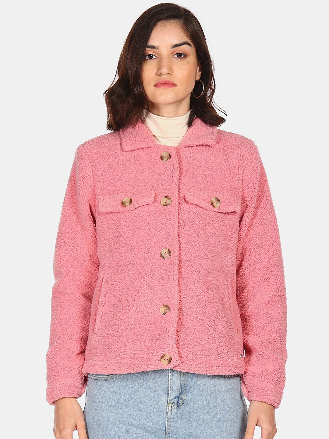 Flying Machine Women Pink Crop Tailored Jacket Price in India