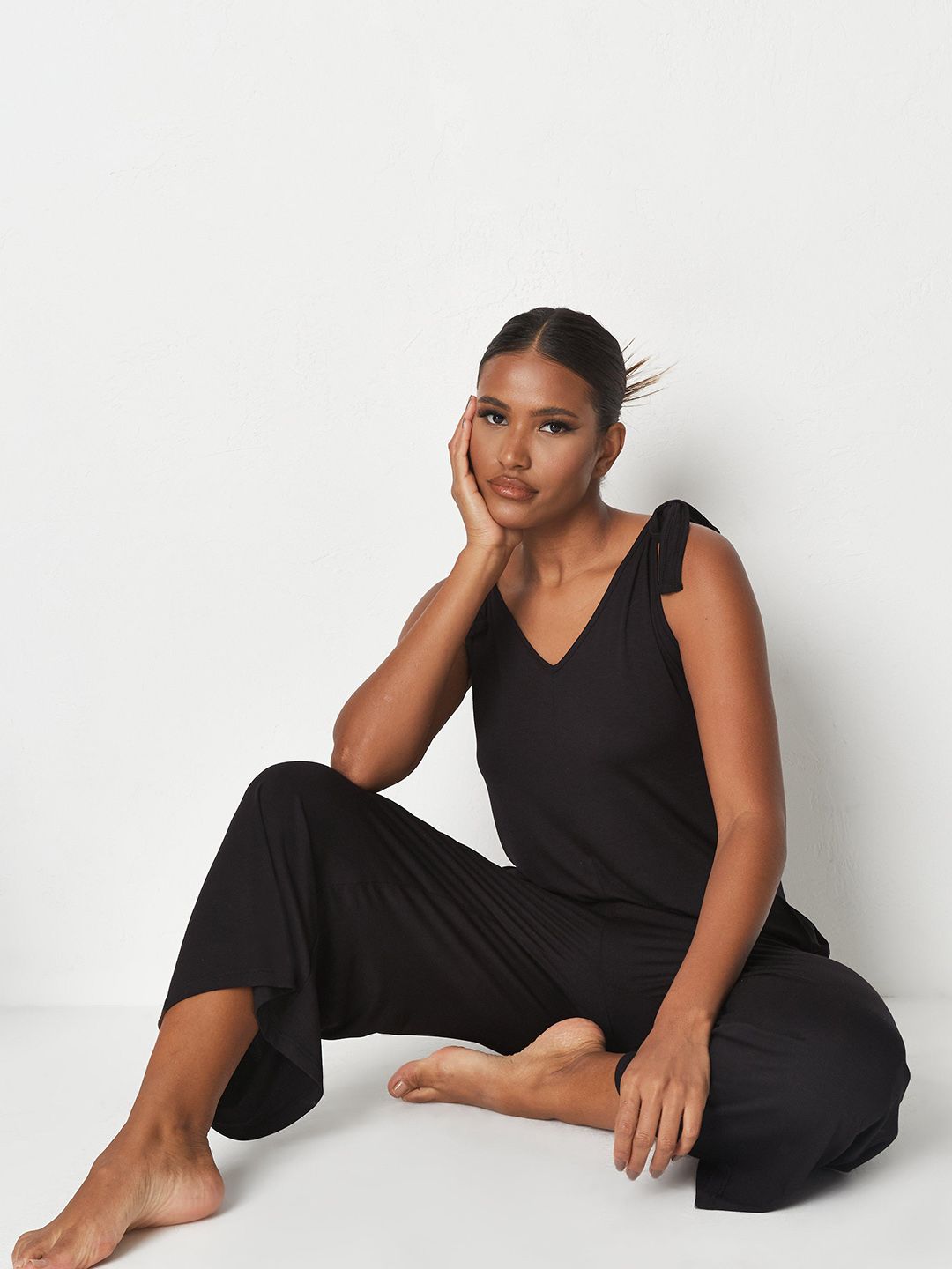 Missguided Women Black Jumpsuit Style Night suit Price in India