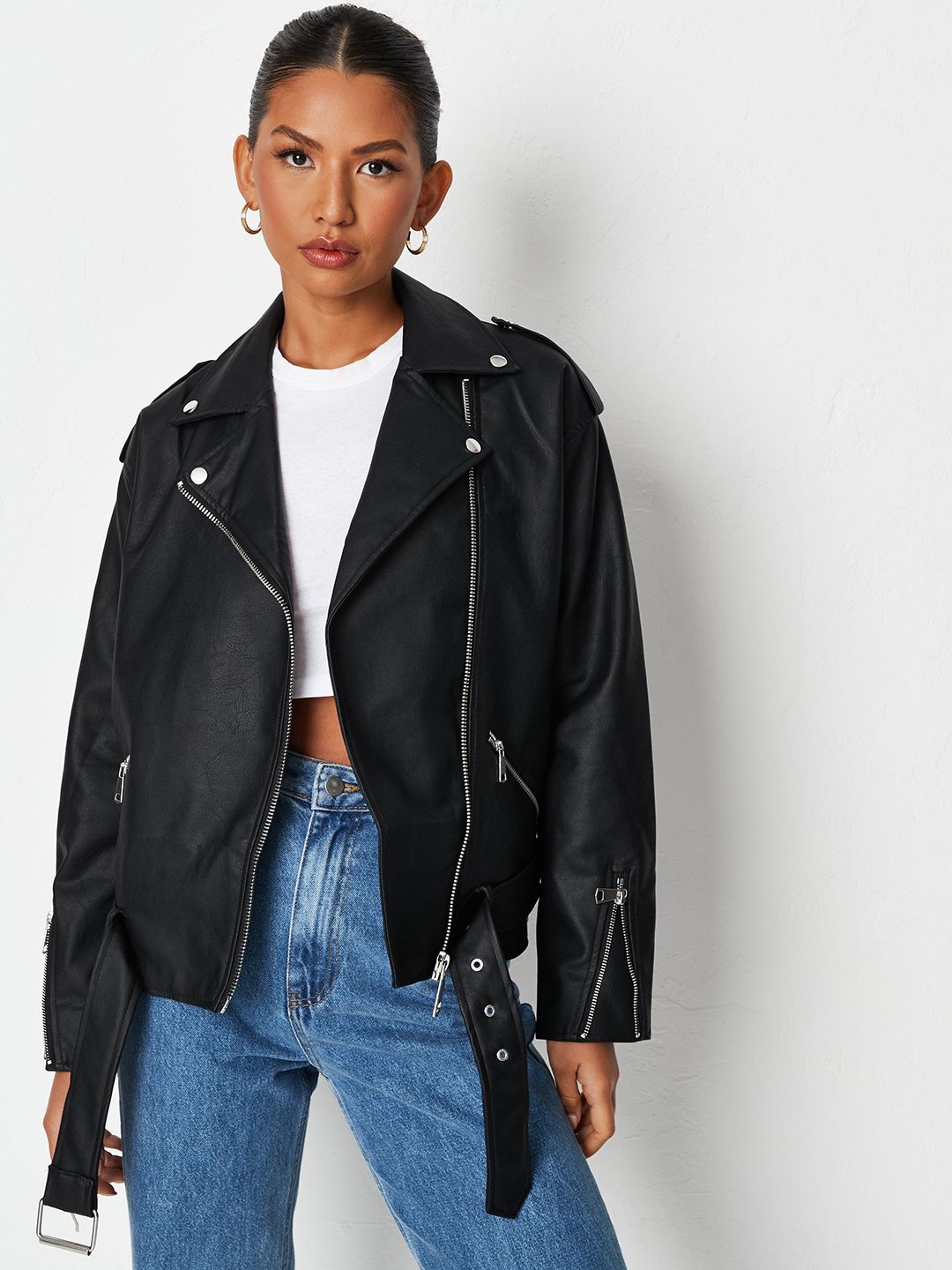 Missguided Women Black Solid Biker Jacket Price in India