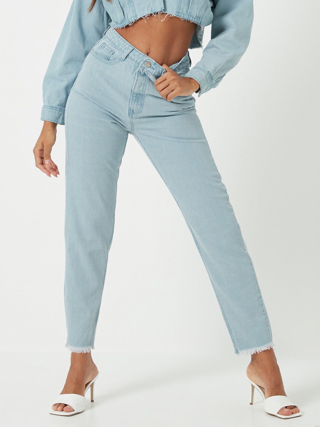 Missguided Women Blue Pure Cotton Mom Fit High-Rise Jeans Price in India