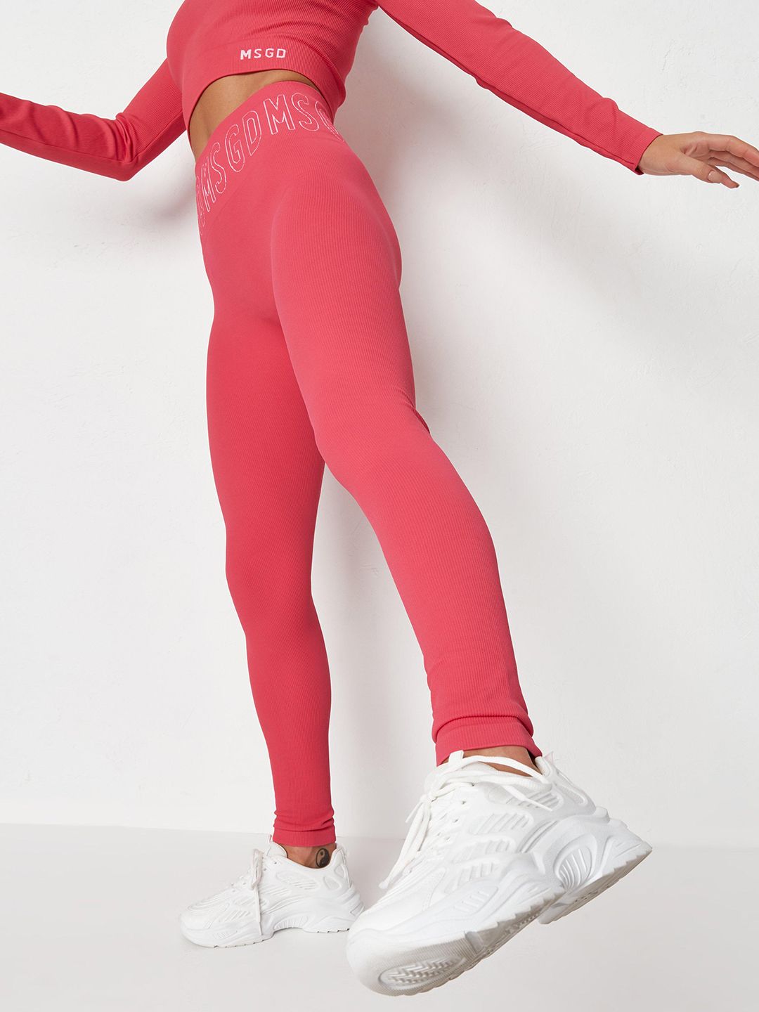 Missguided Women Pink Solid Regular Fit ACTIVEWEAR Leggings Price