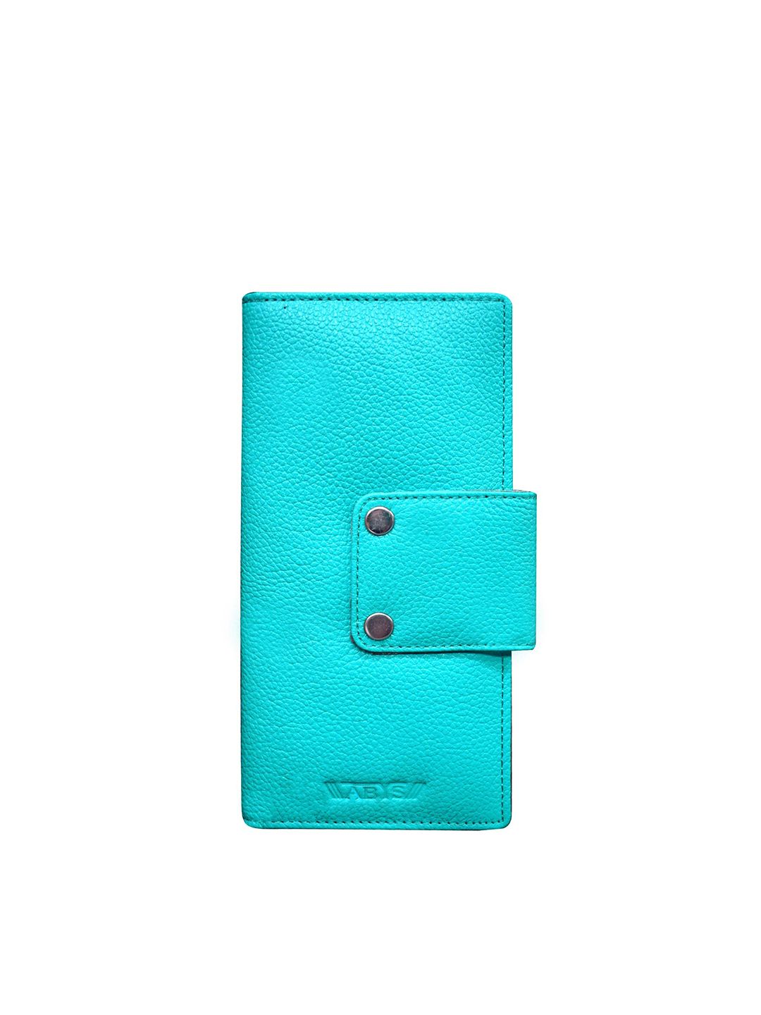 ABYS Unisex Teal & Silver-Toned Textured Leather Two Fold Wallet Price in India