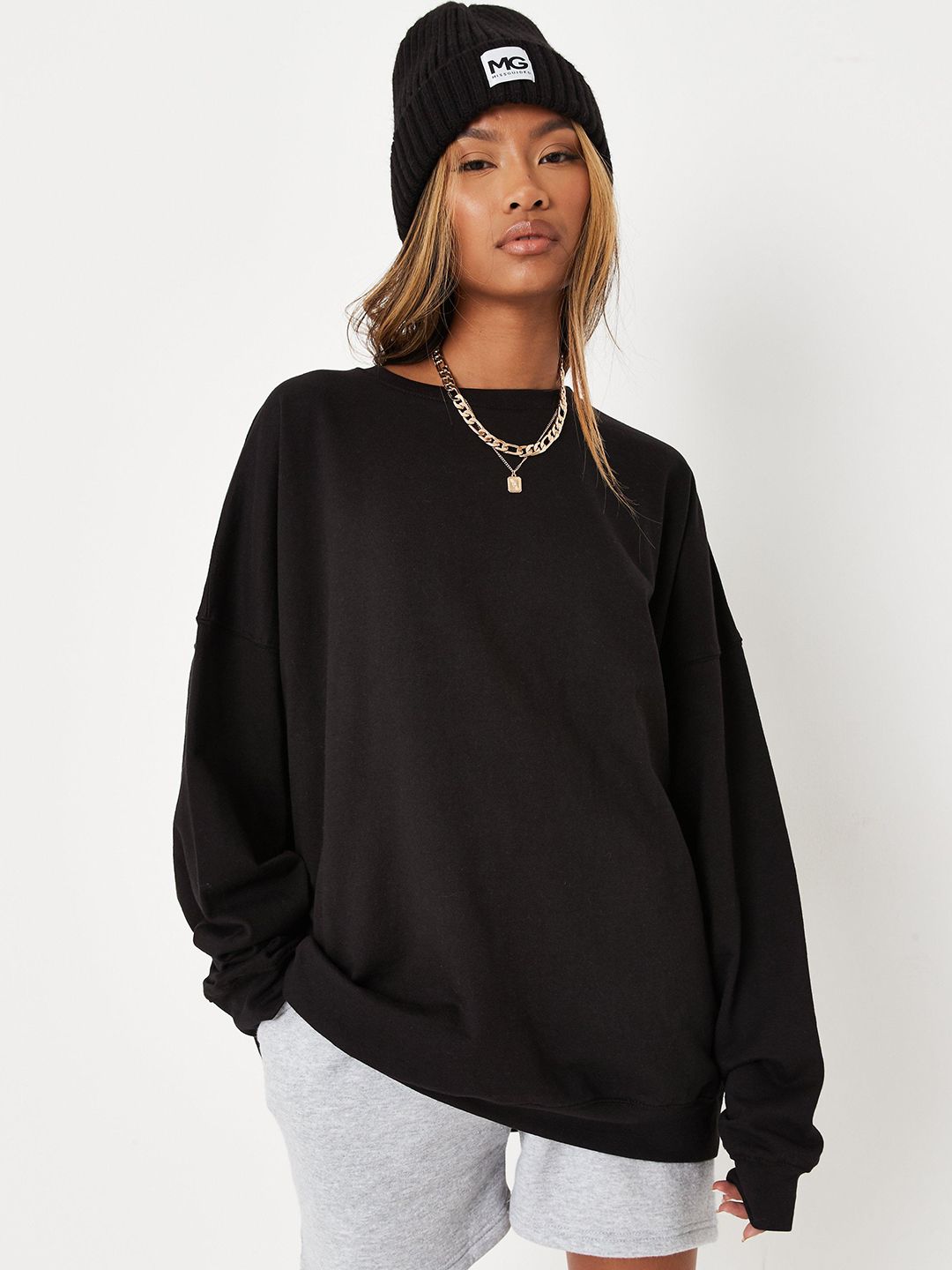 Missguided Women Black Solid Sweatshirt Price in India