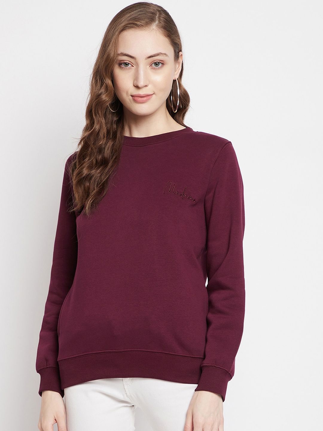 Madame Women Maroon Sweatshirt Price in India