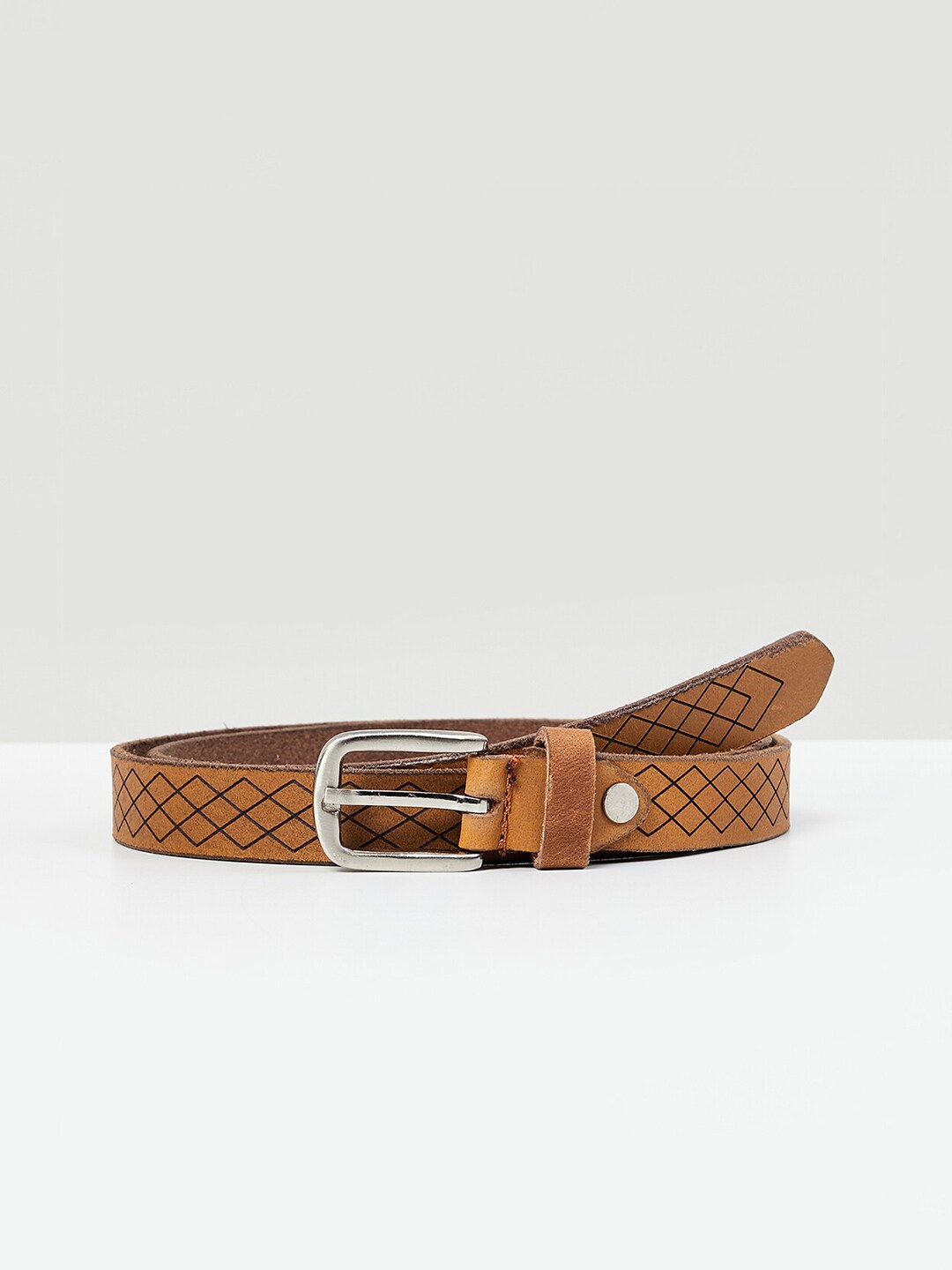 max Women Brown Textured Leather Belt Price in India