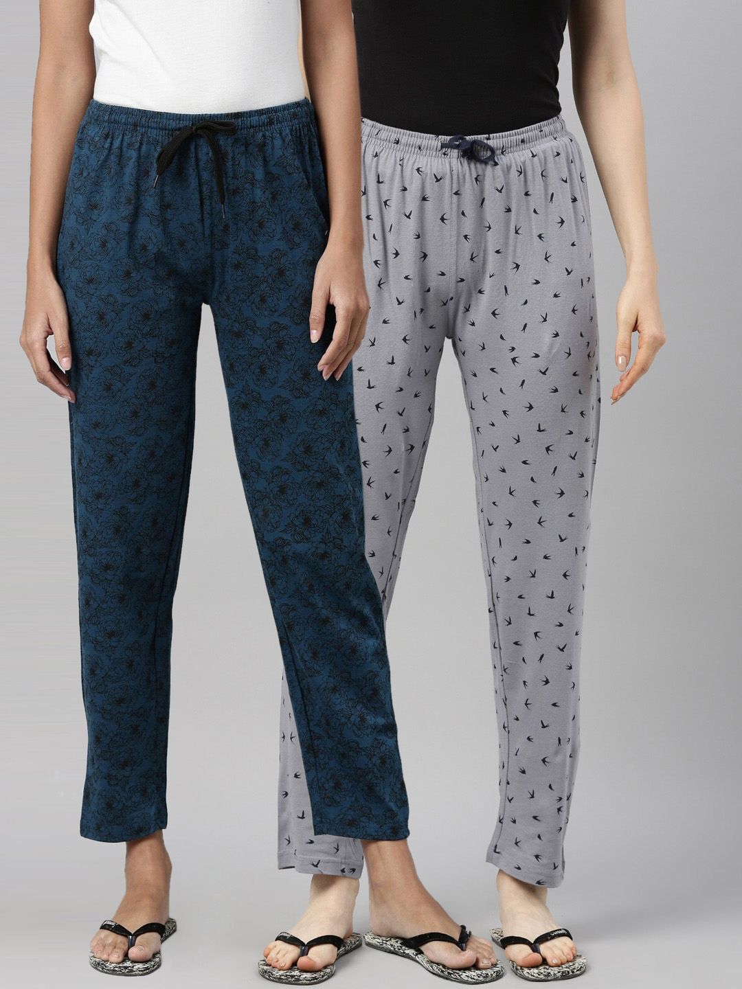 Kryptic Women Set of 2 100% Cotton Lounge Pants Price in India